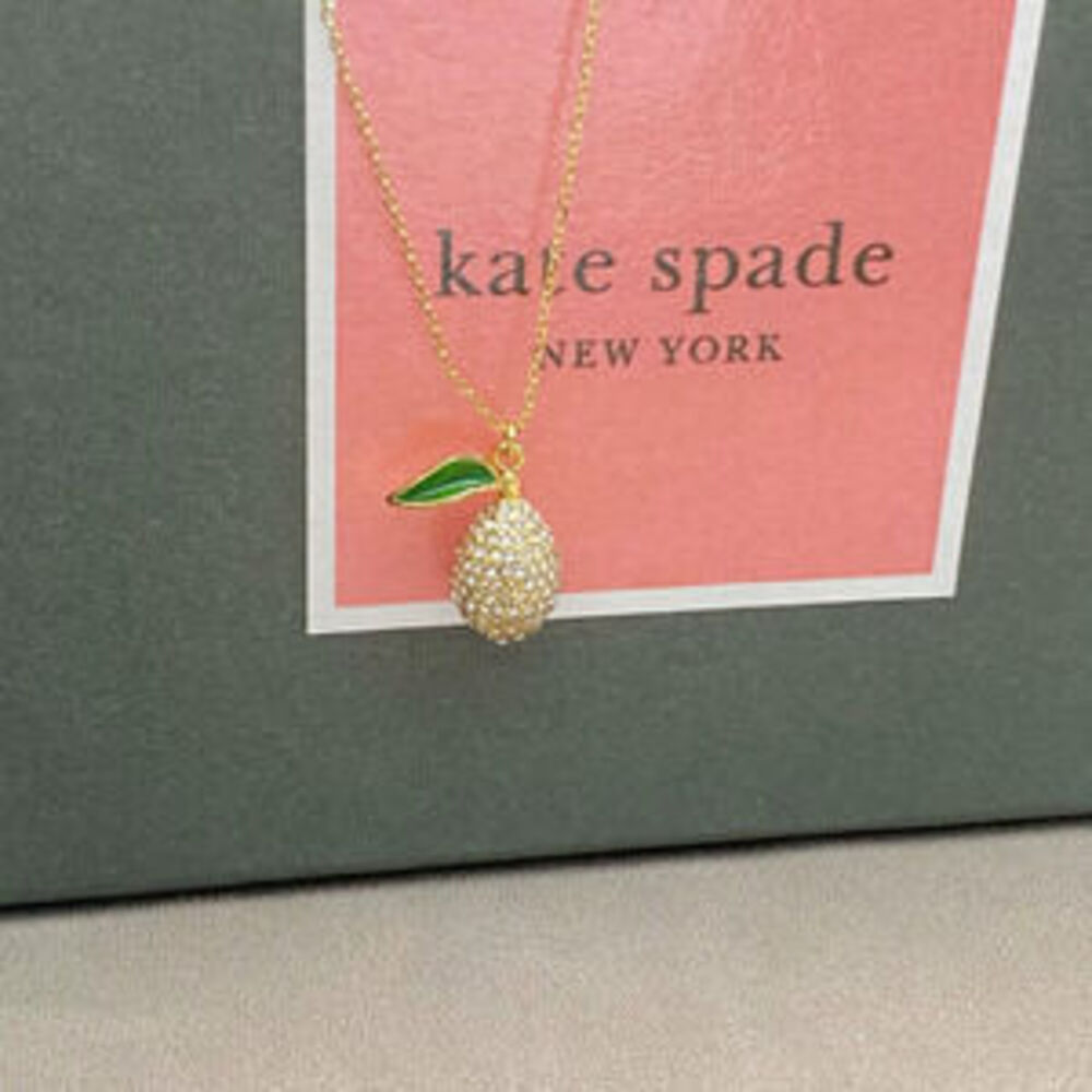 kate spade Enamel Green Leaf Full Diamond Grapefruit Earrings Necklace